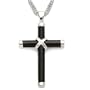 1 3/8" Sterling Silver Black Onyx Cross Necklace with Silver Tips on 18" Chain