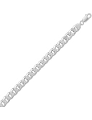Sterling Silver 9 Inch 250 Beveled Curb Chain Bracelet - 9.5mm wide