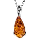 Baltic Honey Amber and Sterling Silver Drop Pendant, 18