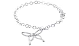.925 Sterling Silver 3mm wide Link 24mm x 25mm Butterfly Charm Bracelet 7" Long with Lobster Clasp