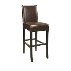 Morgan Brown Leather Stool , Bar by Morgan & Co.