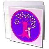 Janna Salak Designs Nature and Spirituality - Cute Tree Hugger Design Pink and Purple - Greeting Cards-12 Greeting Cards with envelopes