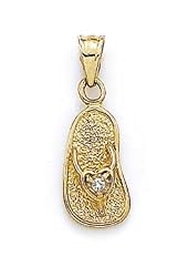 14k Diamond Accent Flip-Flop Pendant - JewelryWeb
