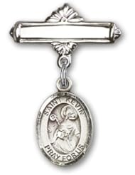 Sterling Silver Baby Badge with St. Kevin Charm and Polished Badge Pin