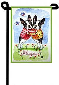 Boston Terrier Hugs - Garden Flags