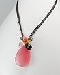 Cherry Quartz, Glass, and Jade Exotic Necklace