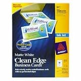 Avery 8870 Clean edge business cards for ink jet printer, 2 x 3-1/2, white, 1000 per box