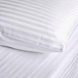 100% Cotton Sabrina 500 Thread Count Sateen Stripe Bed Sheet Set White King