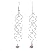 Geometric Square Dangle Earrings in Sterling Silver with Amethyst Gemstone Bead Cluster, #8029