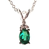 Fine Quality Emerald and Diamond Pendant Necklace, 14k White Gold, 18 Chain (T.w 0.55)