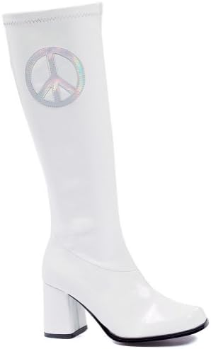 Womens GOGO Boots Peace Sign Hippie Costume Accessory Retro 3 Inch Heel Zipper Size: 10