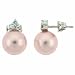 Sterling Silver simulated Pink Pearl Earrings with Simulated Diamond CZ Bridesmaids Jewelry Gift