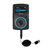 Retractable USB Cable for the Sandisk Sansa Clip with Power Hot Sync and Charge capabilities - Gomadic Brand w/ TipExchange Technology