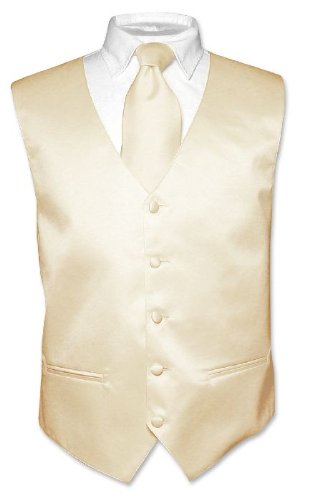 Men's Light BROWN Tie Dress Vest and NeckTie Set for Suit or Tuxedo