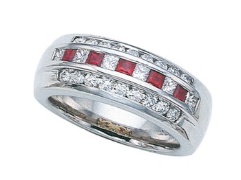 1.15 cts Genuine Ruby Band - Platinum, 18kt White or Yellow Gold LIFETIME WARRANTEE