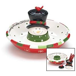 Adorable Holiday Snowman Chip And Dip Set Unique Holiday/Christmas Party Decor