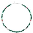 Tommy Singer Malachite, Turquoise, Coral and Sterling Silver Bead 16" Choker Necklace, #7860