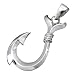 925 Silver Fish Hook Pendant Hawaiian Jewelry