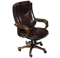 Lane Executive Leather Office Chair with Padded Handle and Waterfall Seat