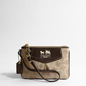 Coach Madison Op Art Signature Wristlet Bag Case for IPOD 43262 Khaki
