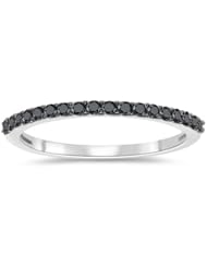 1/5 (0.18-0.25) Cts Black Diamond Ring in 10K White Gold & Black Rhodium