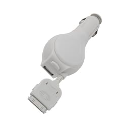 NFE Kfz Ladekabel 12V - 24V mit Aufrollmechanismus und integrierter USB Ladebuchse f�r Apple iPhone 4S wei�