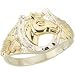 Beautifully Crafted Diamond-cut Sterling-silver Yellow-gold Black Hills Gold Men's Horseshoe Ring