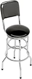 Solid Black Double Ring and Chrome Seat Ring Barstool
