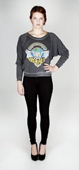 LONG SLEEVE OVERSIZED RAGLAN FLEECE VINTAGE BLACK VAN HALEN TOUR OF THE WORLD