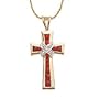 1/2 Carat Ruby & Diamond Cross Pendant in 14k Yellow Gold With 16 inch Chain