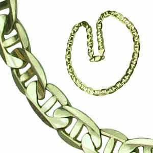 14Kt Yellow Gold Men's Flat Mariner Chain