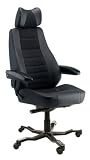 Controller Office Chair Trimmed in Black Leather and Black Extreme Fabric