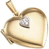 14K Yellow Gold Heart Locket W/Diamond