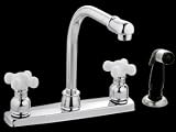 Swivel Tip High-Rise Chrome Kitchen Faucet with Cross Handles