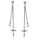 Sterling Silver and Crystal CZ Cross Dangle Pierced Earrings