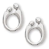 14K White Gold Mother and Child Pierced Earrings (Pair)