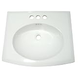 Kingston Brass LBTS22187W34 Courtyard Vitreous China Self-Rimming Countertop Sink with 4-inch Center Faucet Holes
