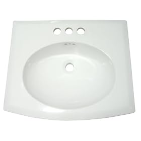 Kingston Brass LBTS22187W34 Courtyard Vitreous China Self-Rimming Countertop Sink with 4-inch Center Faucet Holes