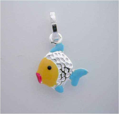 Silver Enamel Italian * FISH CHARM * Cute