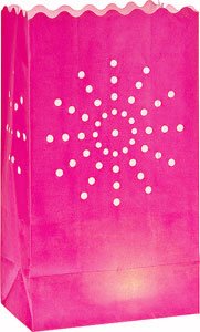 Fuchsia Pink Sunburst Paper Luminaries (4-pack)