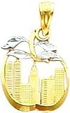 14K Two Tone Gold New York Skyline in Apple Pendant