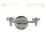 Kenroy Home 80561CH Cairo Two-Light Vanity Light with 6-Inch Frosted White Glass Shades