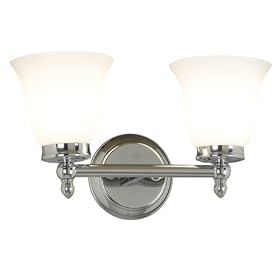 Kenroy Home 80561CH Cairo Two-Light Vanity Light with 6-Inch Frosted White Glass Shades