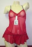Contessa Di Roma 732 2PC Sheer Mesh Cami/Tap Pants Set in Red