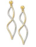 14k Two-Tone Elegant Swirl Drop Earrings