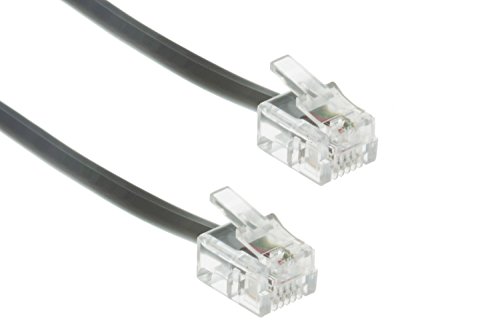 RJ11 Modular Telephone Cord, 4 Conductor 6P4C, 7ft, Silver - Lifetime Warranty