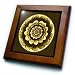 Sepia and gold fantasy mandala flower on dark brown background - 8x8 Framed Tile