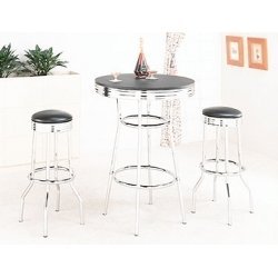 Soda Fountain Table (Black Chrome) (41H x 30 Diameter) by Bar Stools