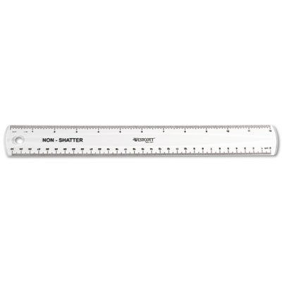 Westcott Non-Shatter Ruler, 12 Inch Length, Clear (13862)
