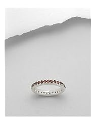 ring decorated with garnet In 92.5 Sterling Silver Ring